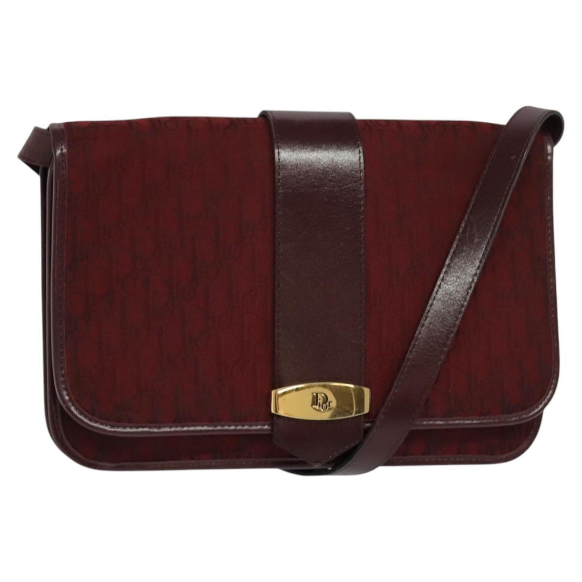 Christian Dior Trotter Canvas Shoulder Bag Red Auth Kd240